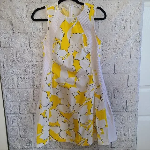 Diane Von Furstenberg Samantha Eden Garden Butter Yellow Floral Dress